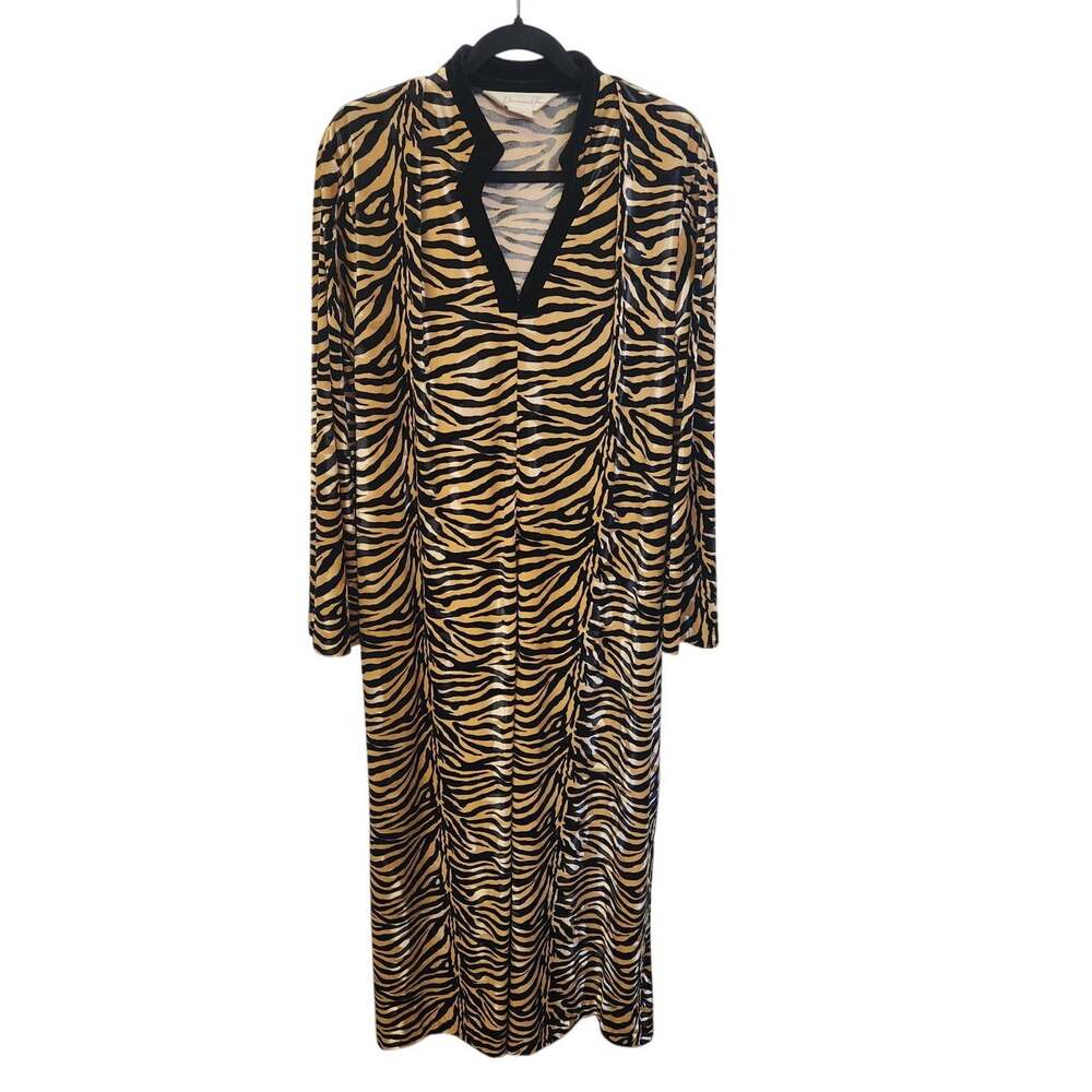 Vintage Diamond Tea Tiger Print Loungewear Robe Maxi Made Canada Medium